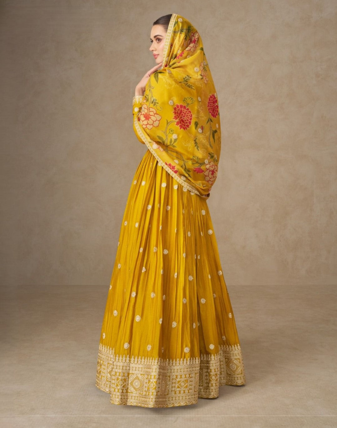 Mangal Maize full work Anarkali Dupatta set