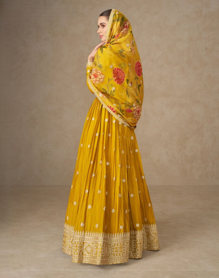 Mangal Maize full work Anarkali Dupatta set