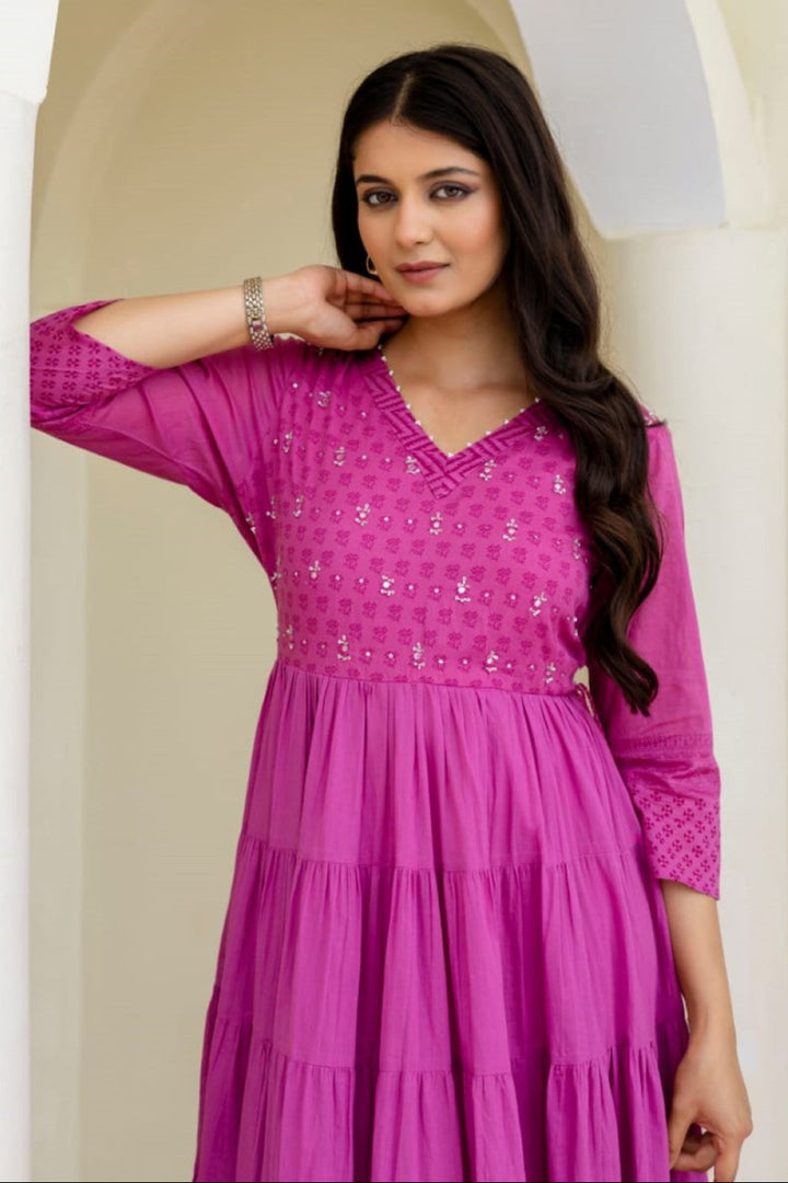Mahua Hot pink cotton dress