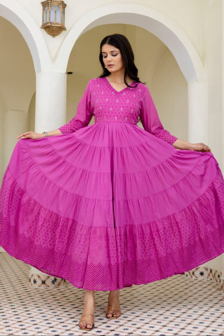 Mahua Hot pink cotton dress
