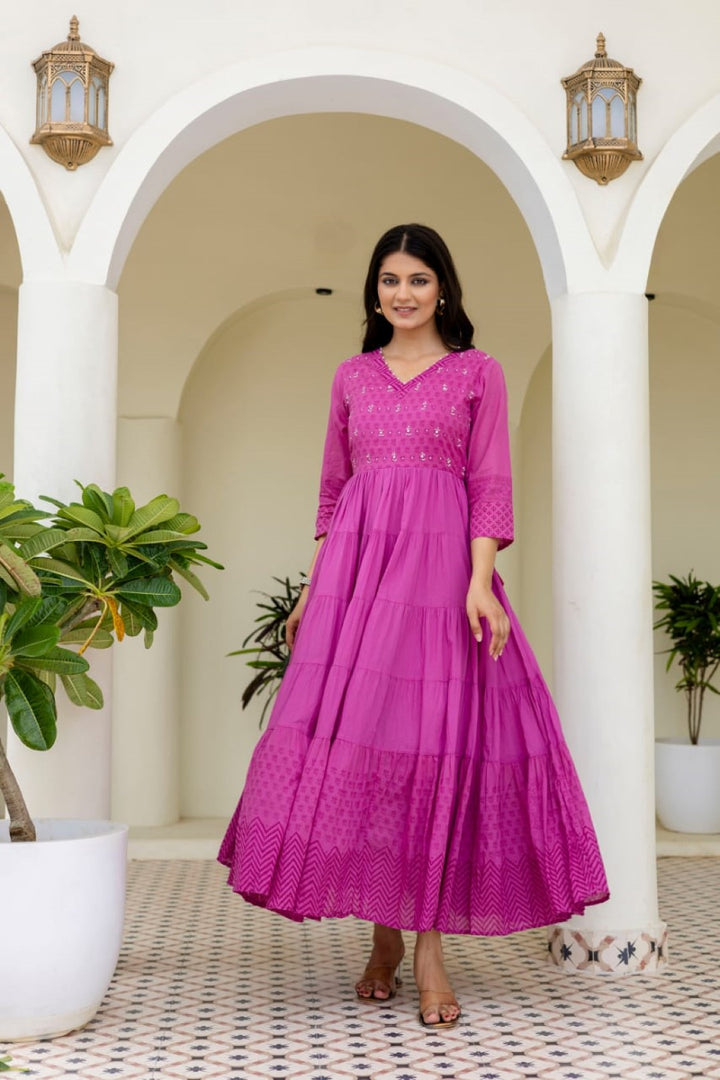 Mahua Hot pink cotton dress