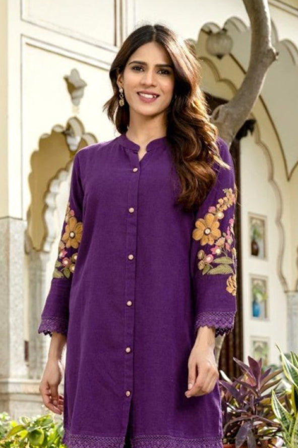 Omra orchid embroidery cotton co-ord set