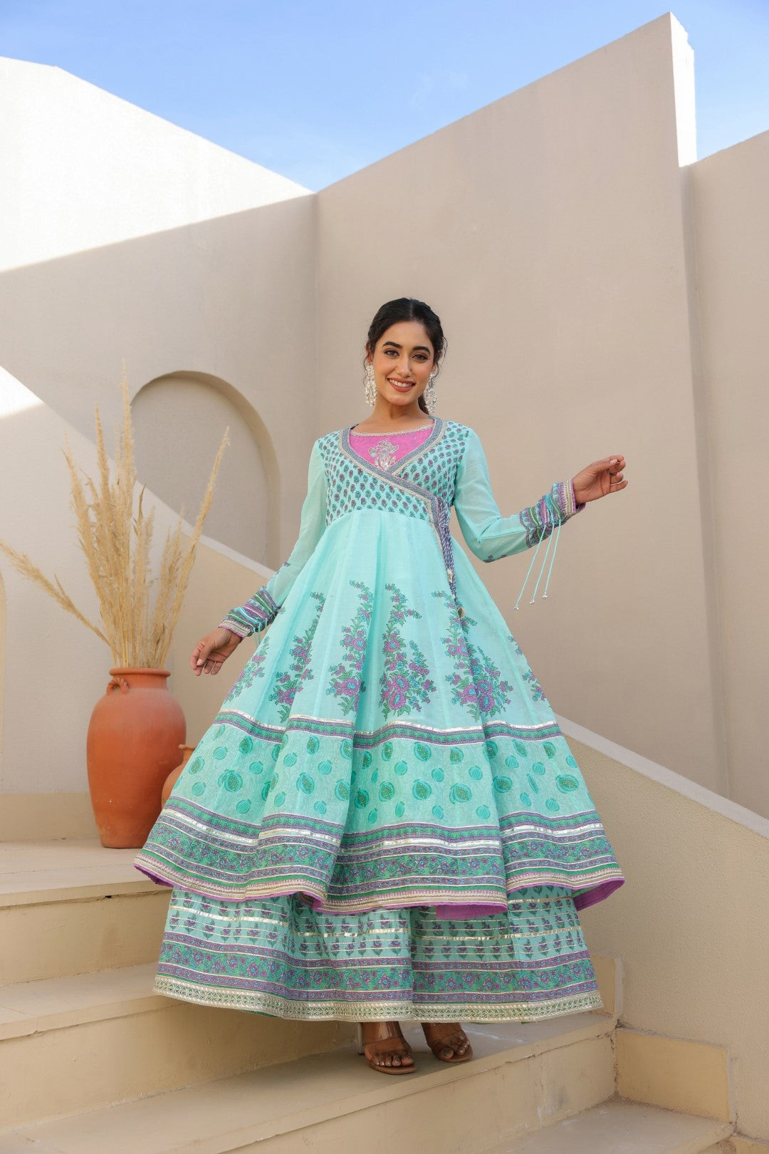 Vastramaya Aqua premium cotton gown