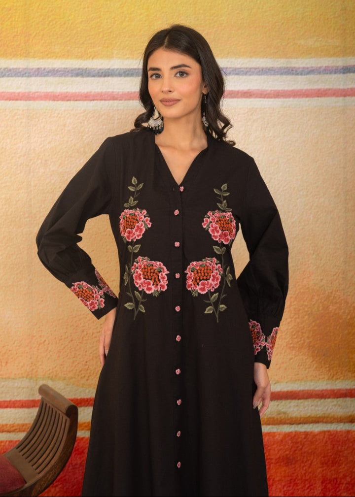 Mahua sable embroidery cotton dress