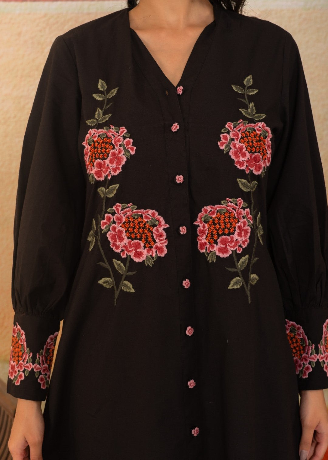 Mahua sable embroidery cotton dress