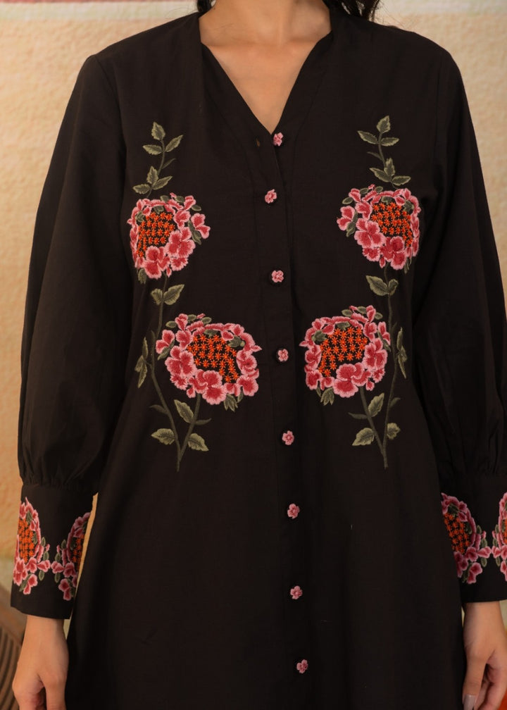Mahua sable embroidery cotton dress