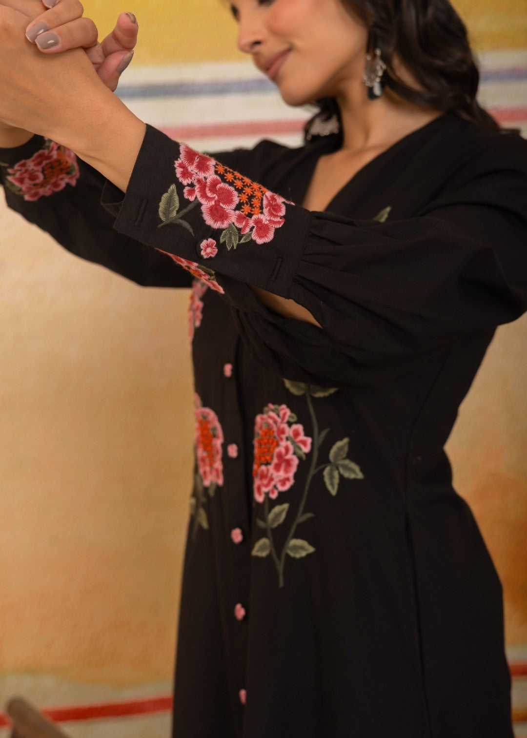 Mahua sable embroidery cotton dress