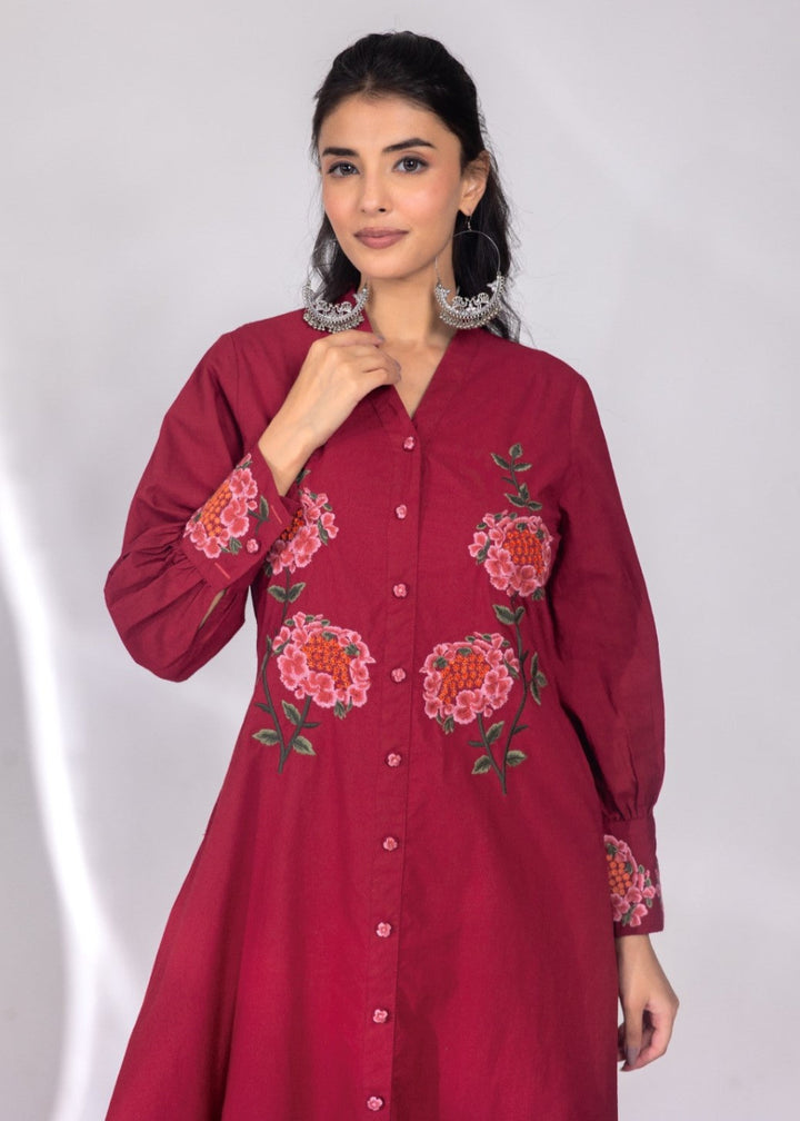 Mahua zarqa embroidery cotton dress