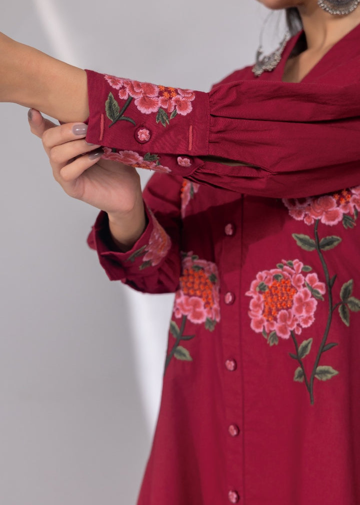 Mahua zarqa embroidery cotton dress