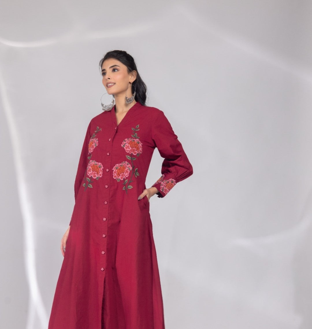Mahua zarqa embroidery cotton dress