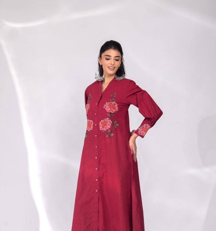 Mahua zarqa embroidery cotton dress