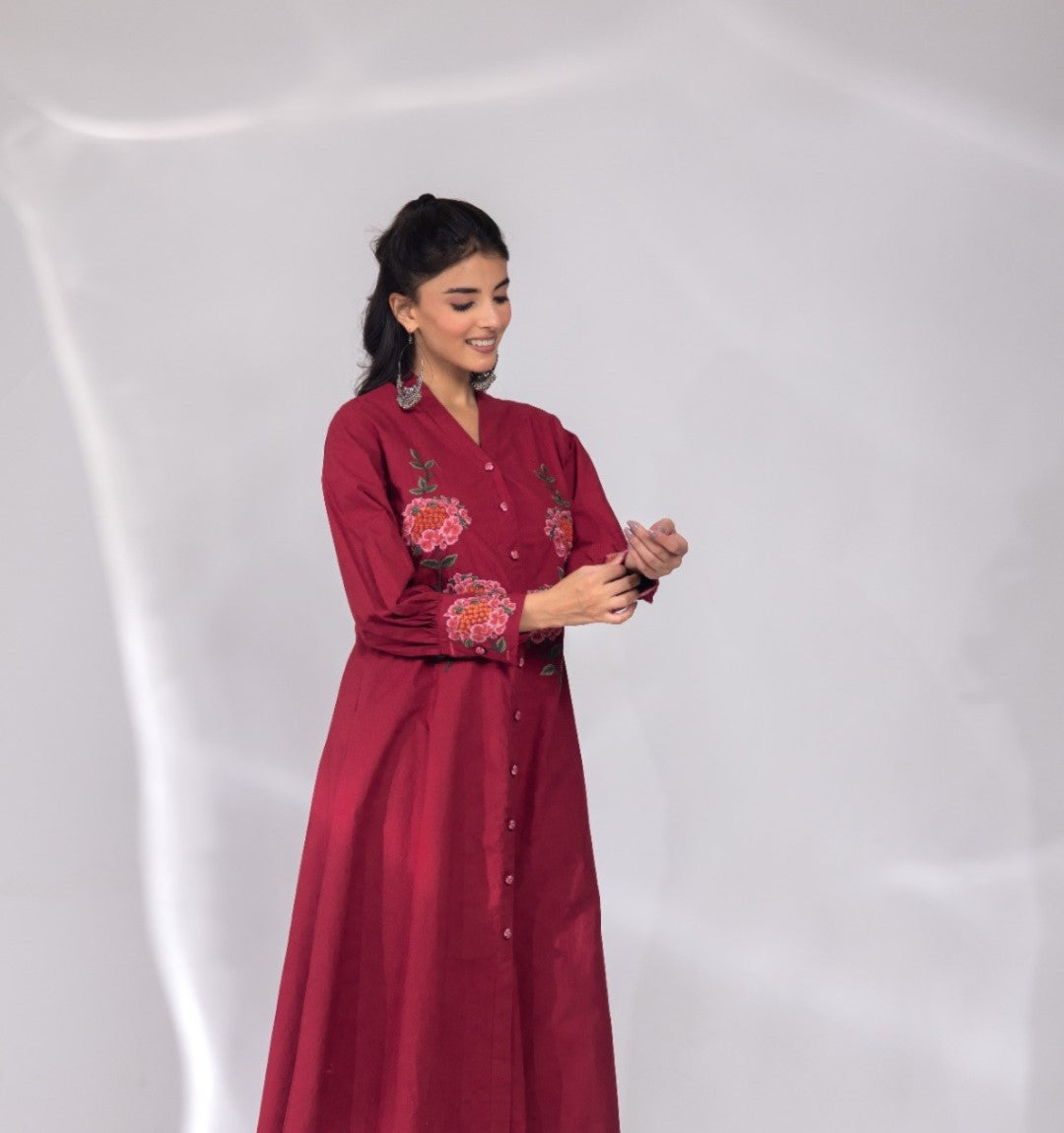 Mahua zarqa embroidery cotton dress