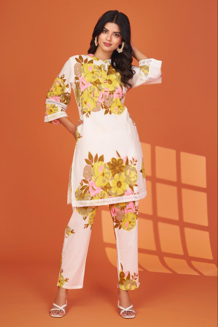 Mahua marigold cotton printed co-ord set