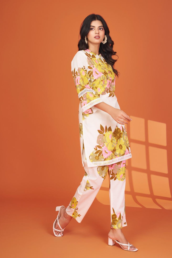 Mahua marigold cotton printed co-ord set
