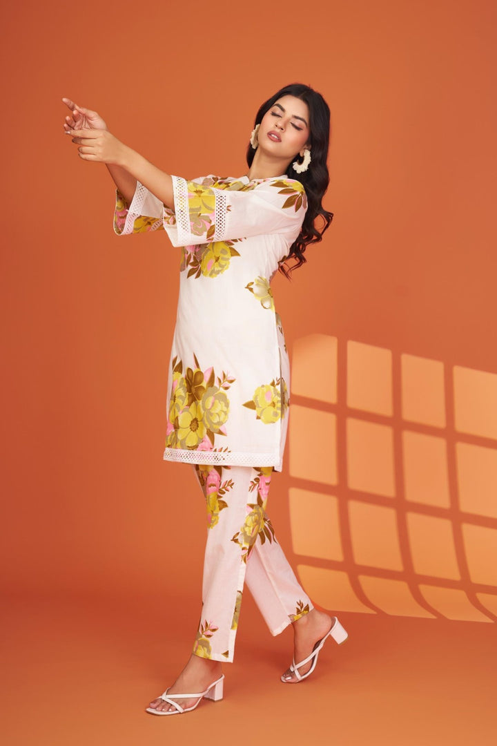 Mahua marigold cotton printed co-ord set