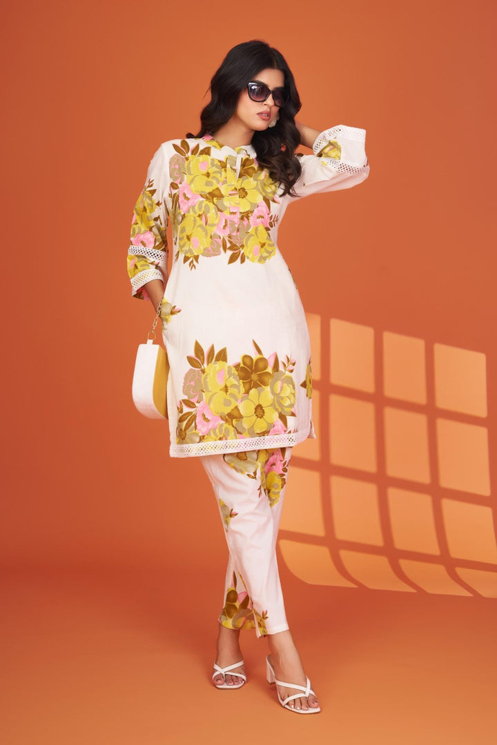 Mahua marigold cotton printed co-ord set