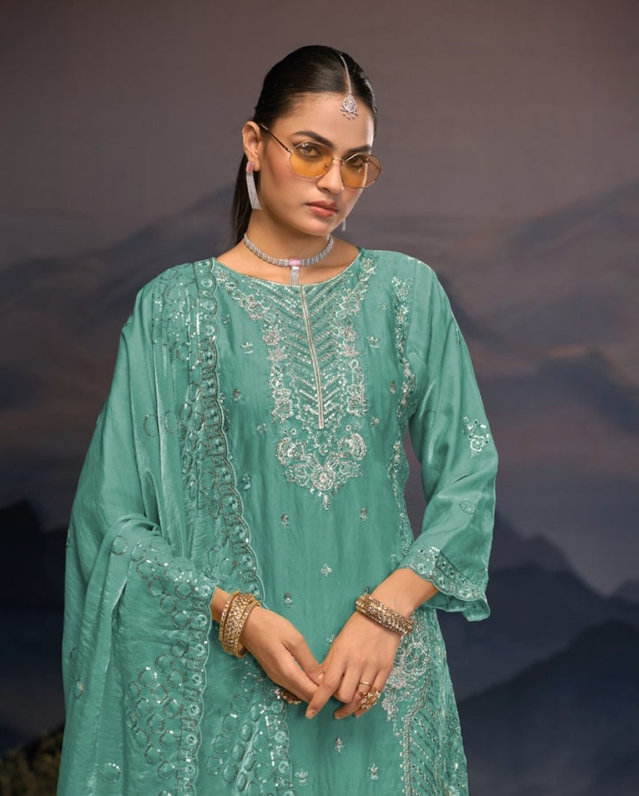 Mayuri Minty Full Work Suit Set