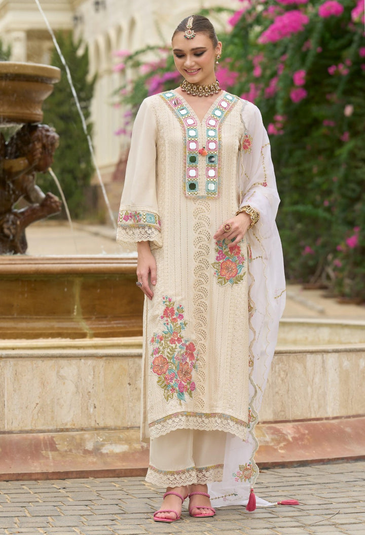 Chandrani Daisy Schiffli Full Work Suit Set