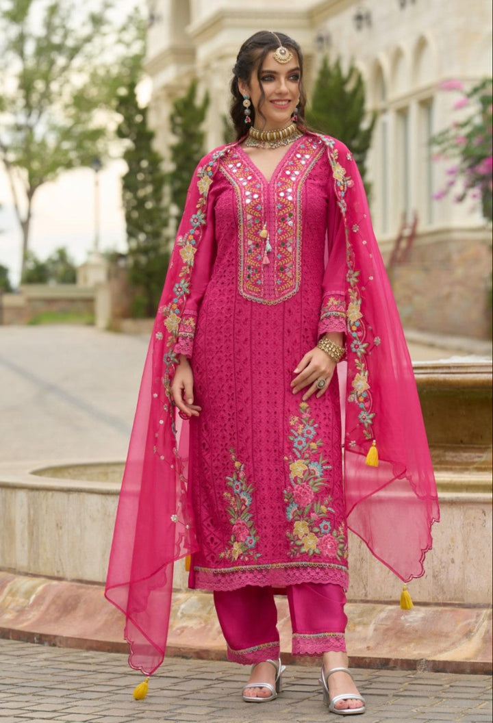 Chandrani Rose Schiffli Full Work Suit Set