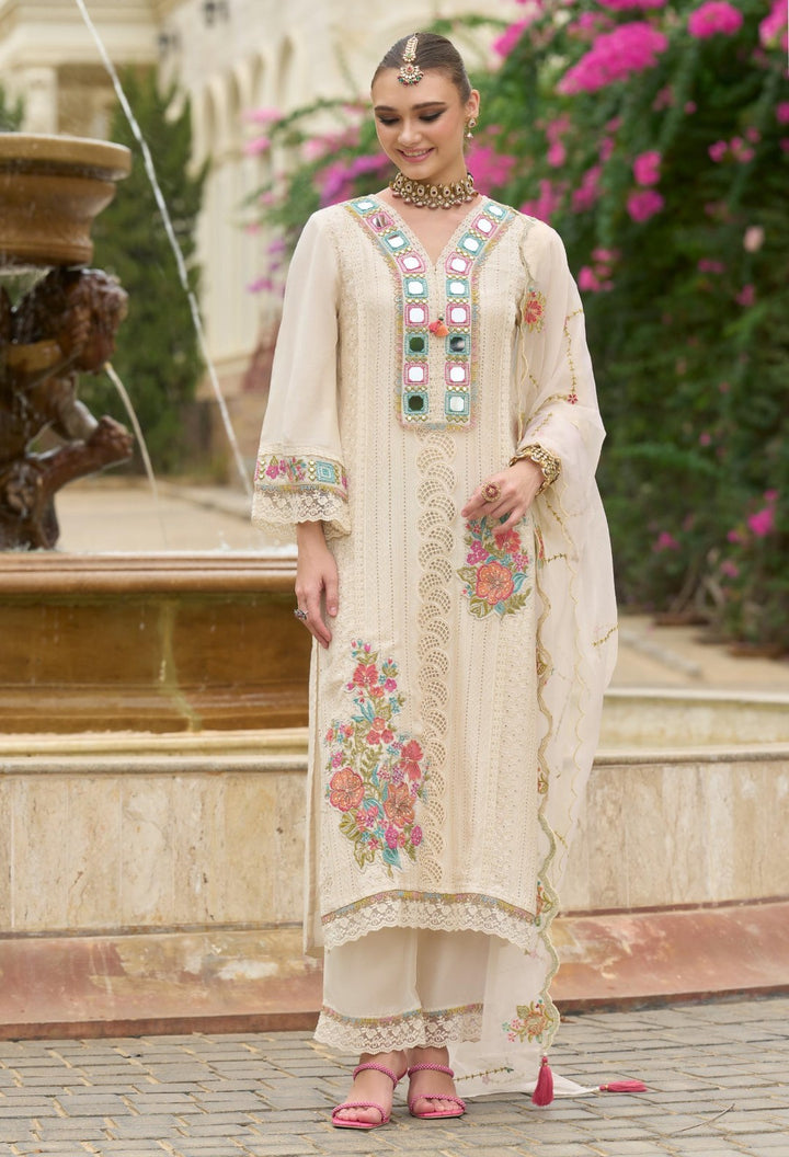 Chandrani Daisy Schiffli Full Work Suit Set