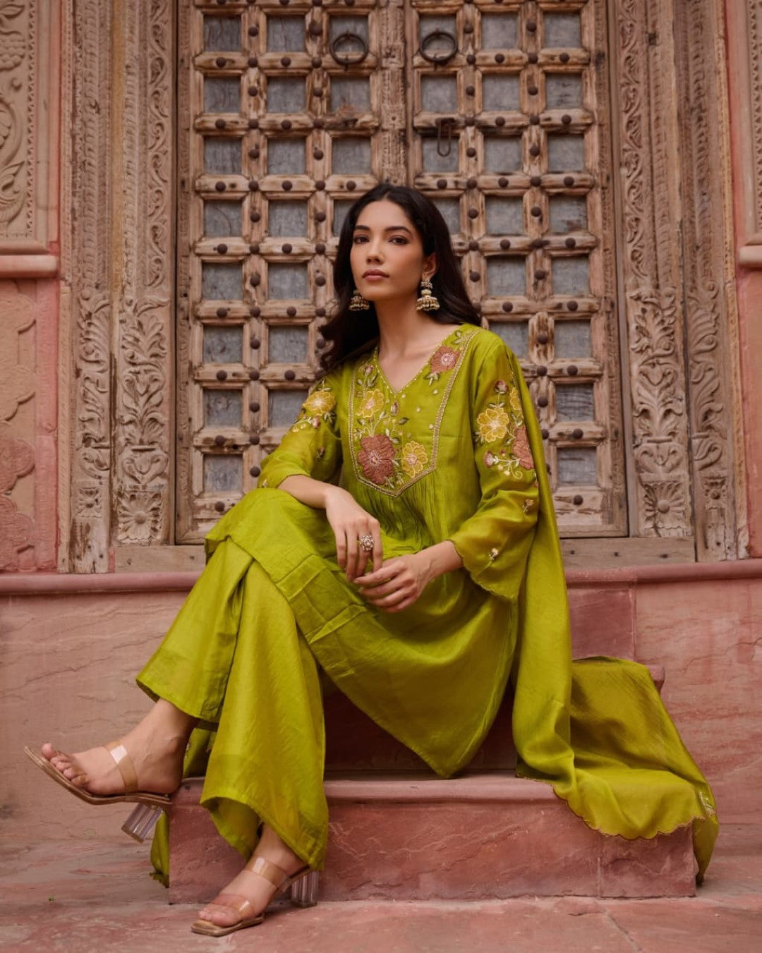 Sangini pear embroidery work suit set