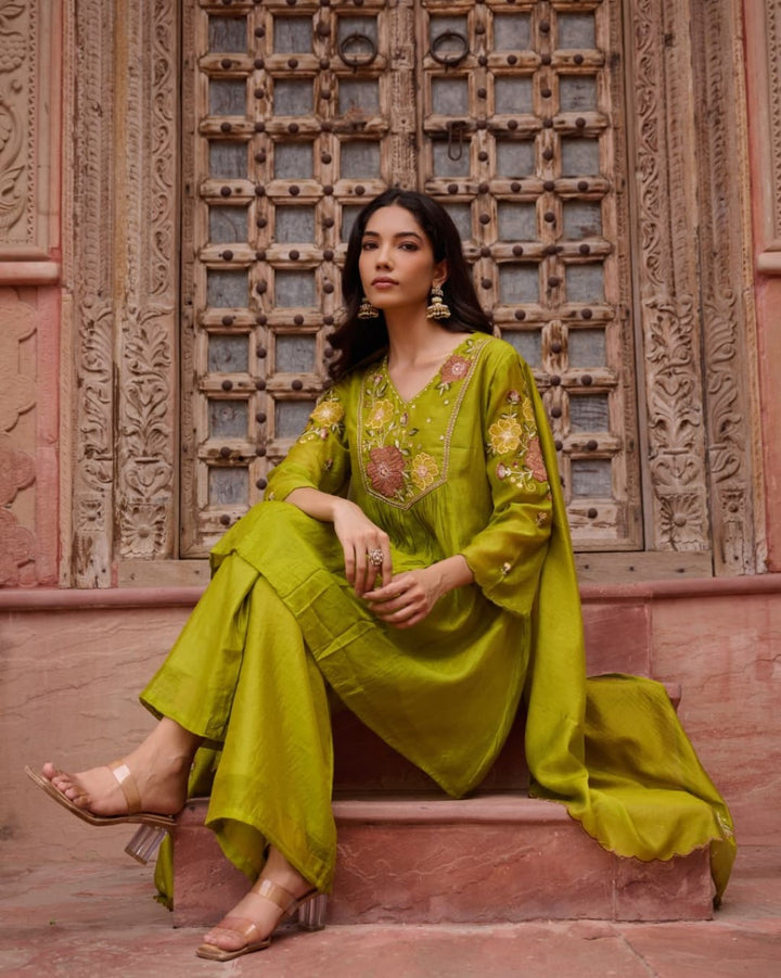 Sangini pear embroidery work suit set