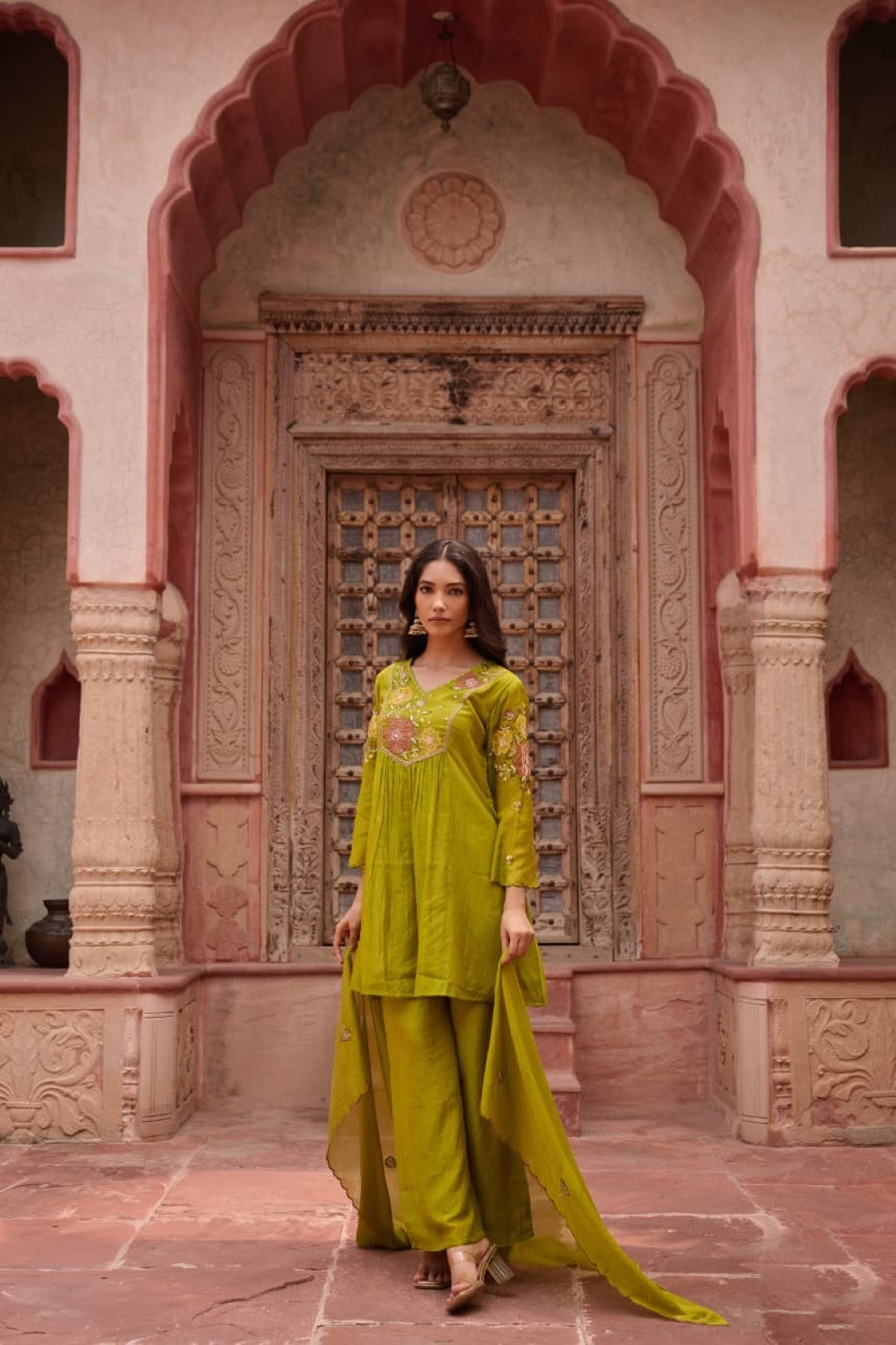 Sangini pear embroidery work suit set