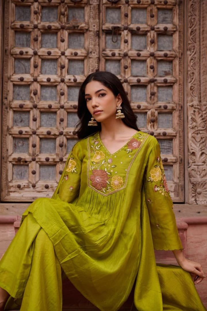 Sangini pear embroidery work suit set