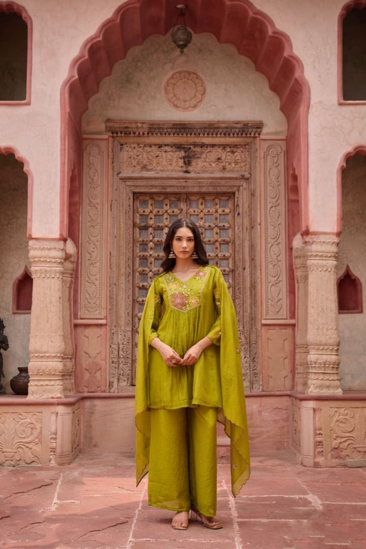 Sangini pear embroidery work suit set