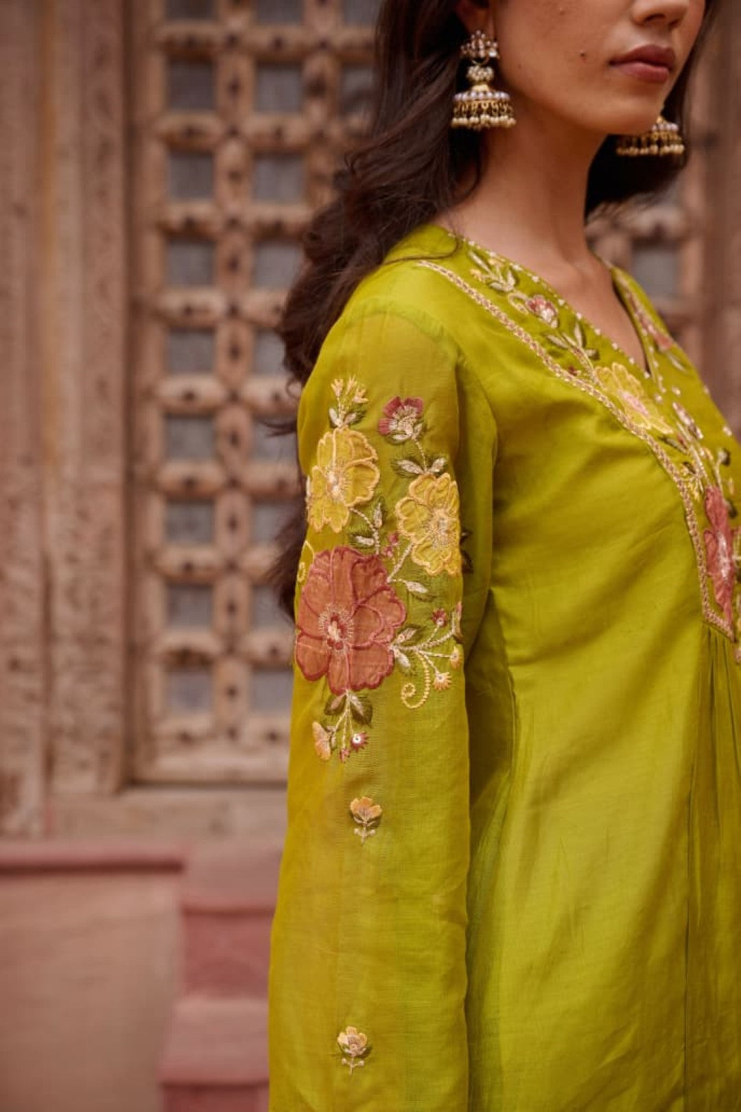 Sangini pear embroidery work suit set