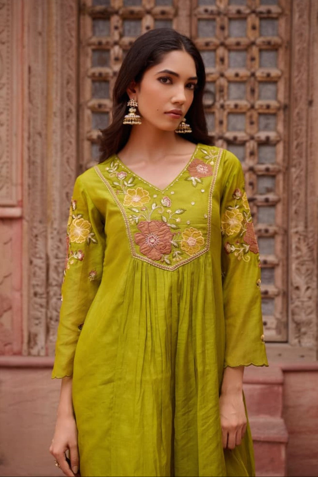 Sangini pear embroidery work suit set