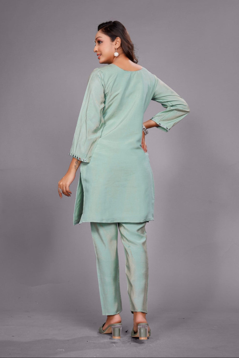 Divya moss mirror work co-ord set