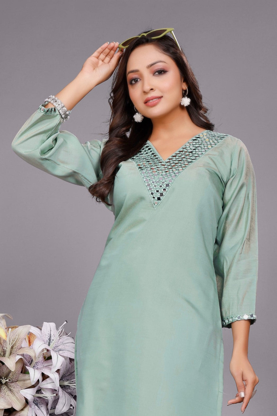 Divya moss mirror work co-ord set