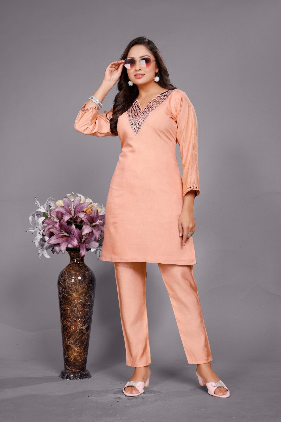 Divya Crayola mirror work co-ord set