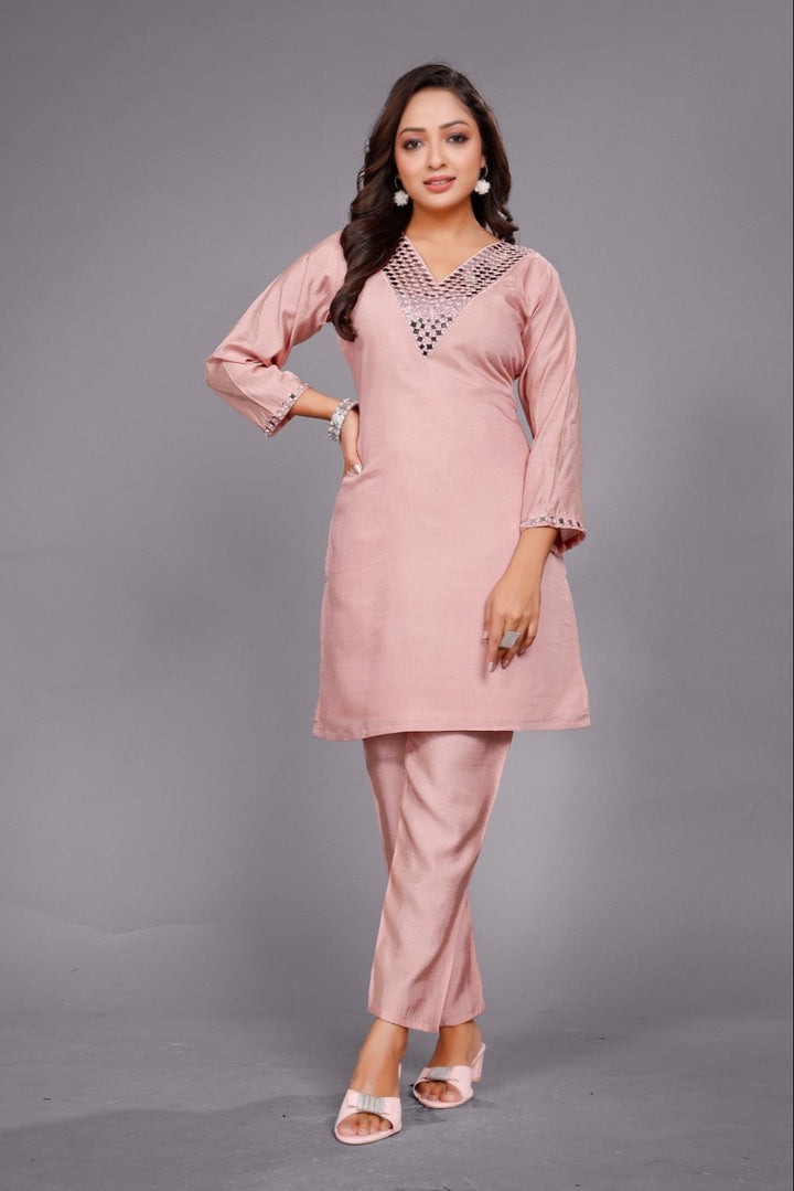 Divya blush mirror work co-ord set