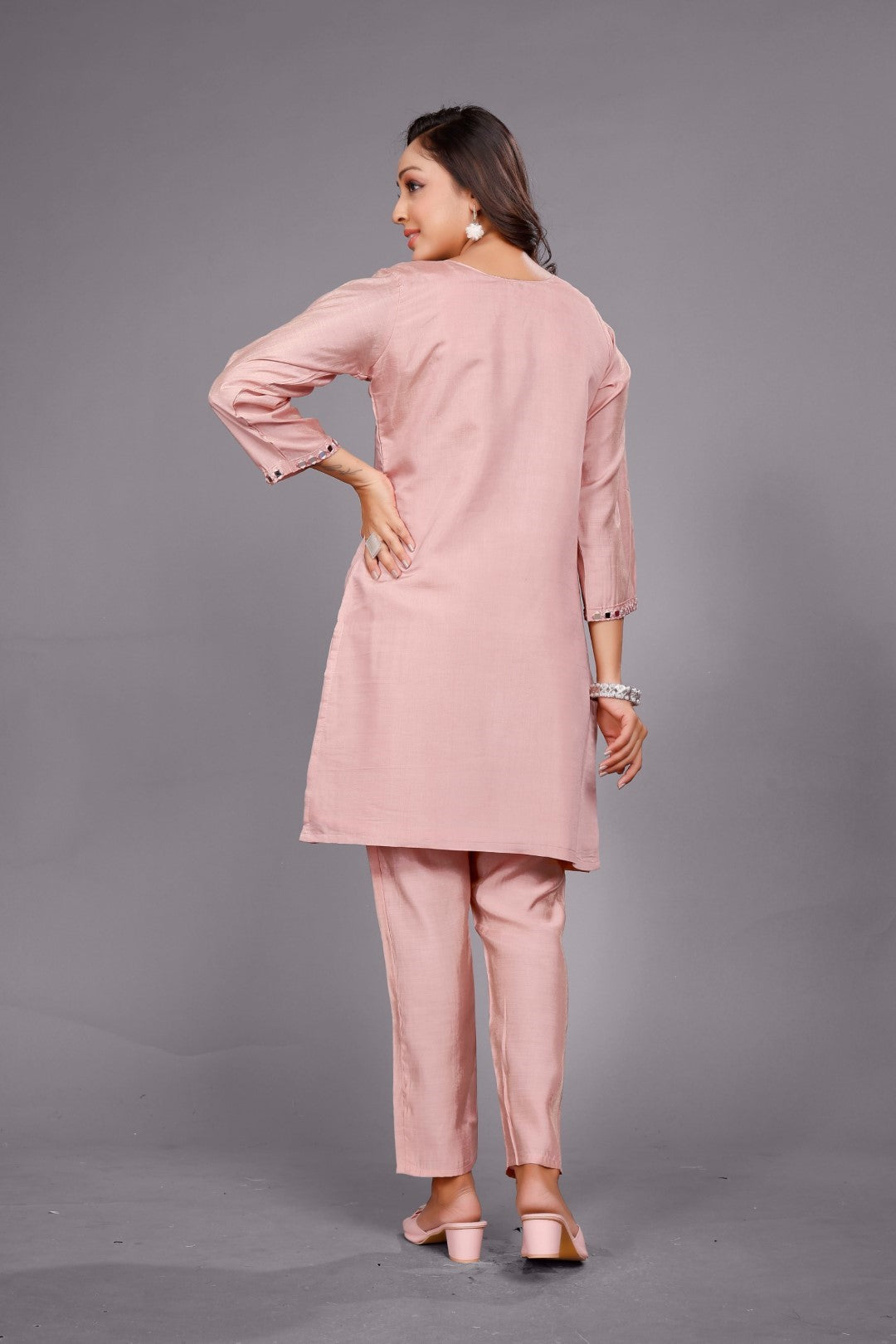 Divya blush mirror work co-ord set