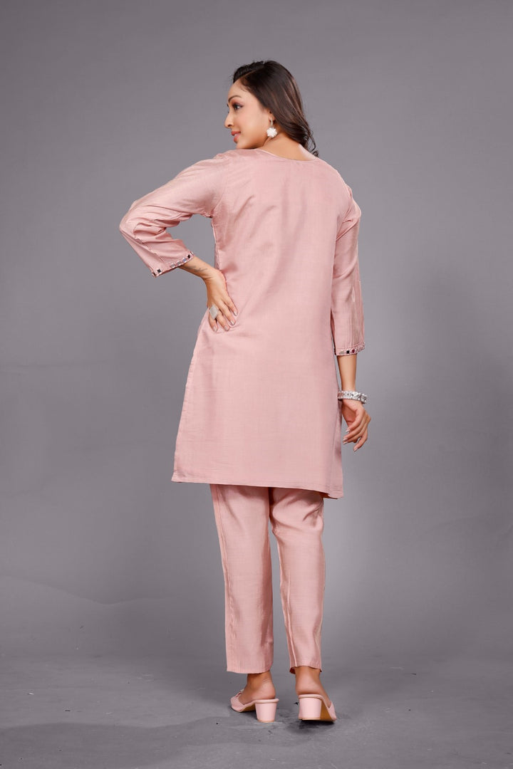 Divya blush mirror work co-ord set
