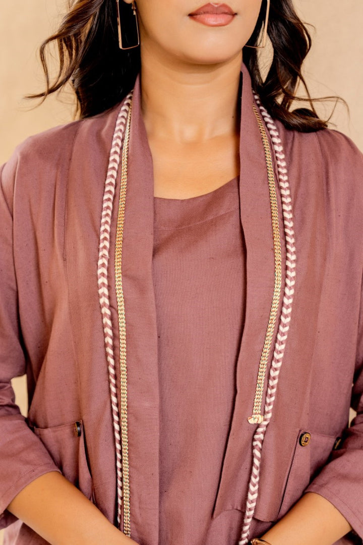 Akira mocha cotton 3 pc fusion co-ord set