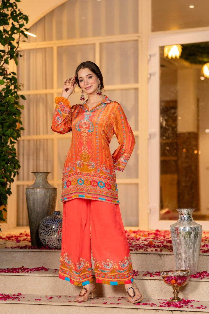 Jayti Tangerine Printed work co-ord Set