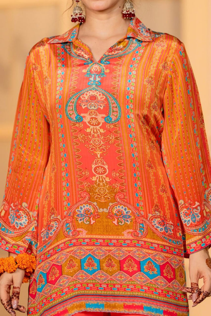 Jayti Tangerine Printed work co-ord Set