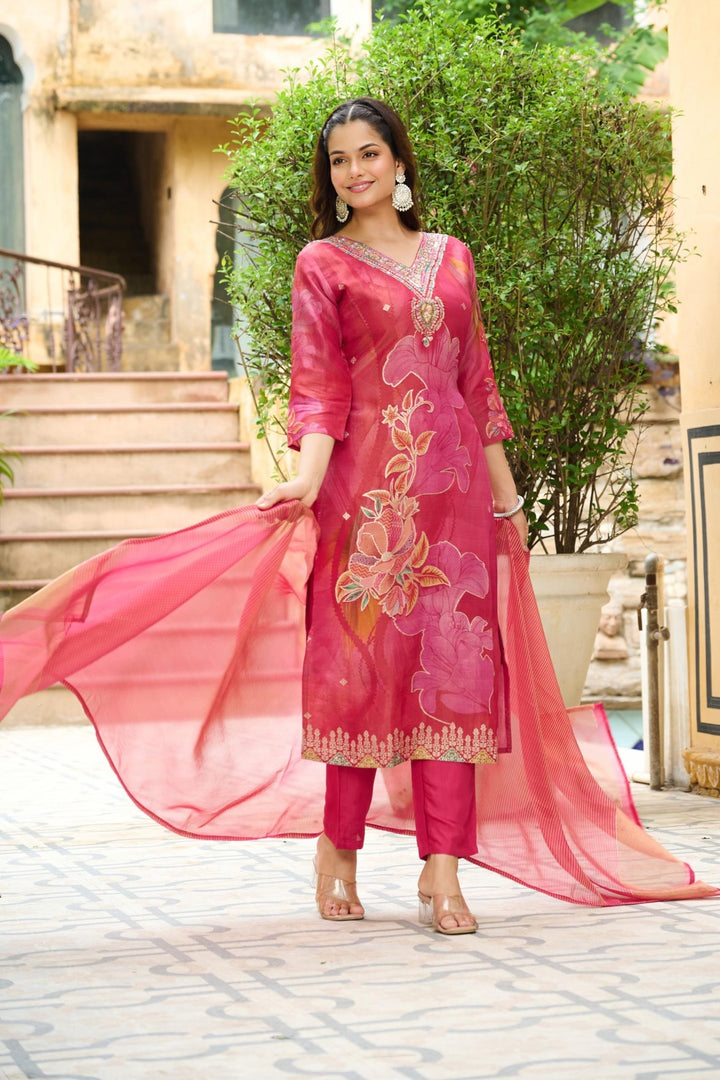 Malti Carmine Printed Suit Set