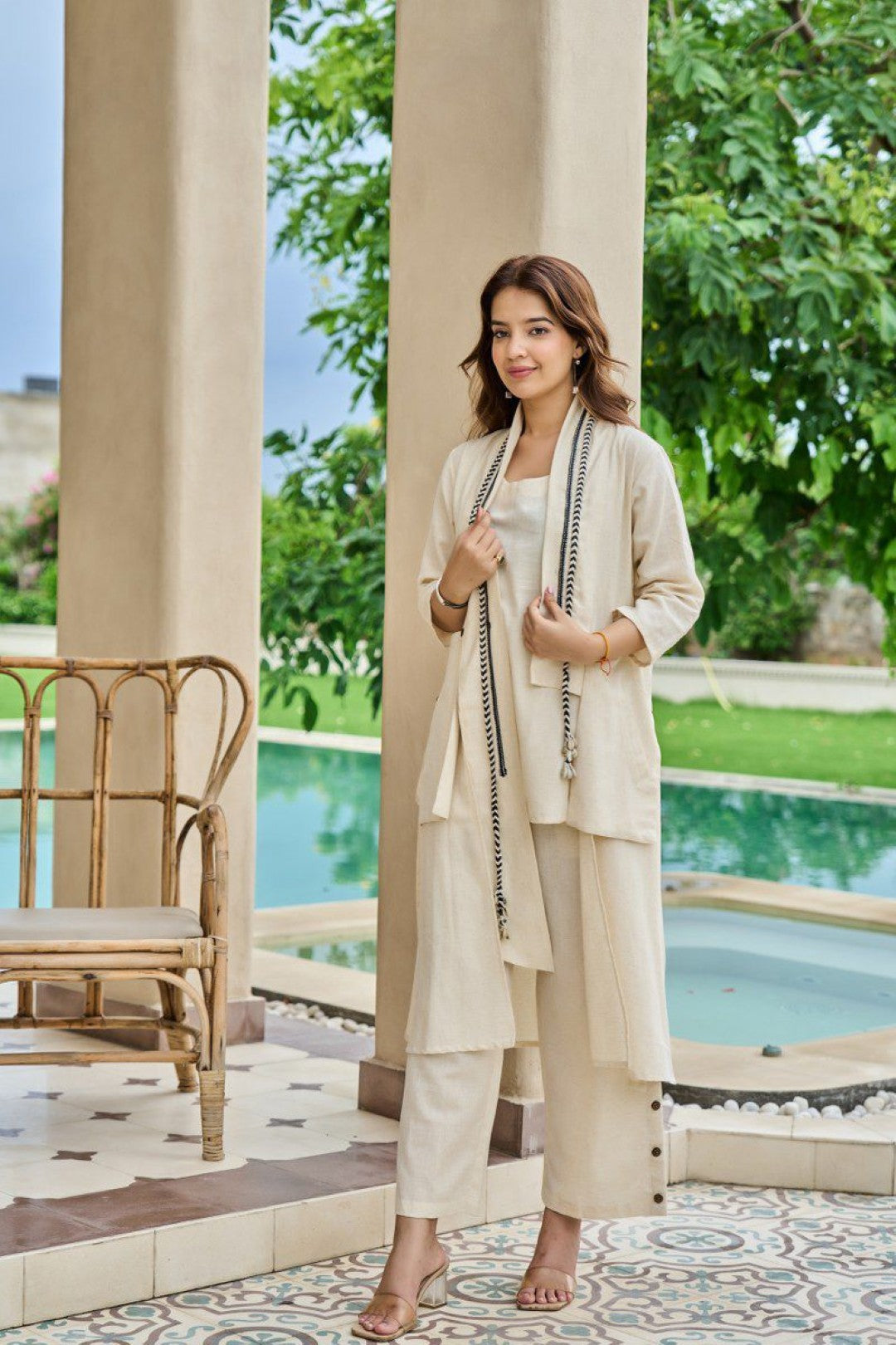 Akira Cream cotton jacket co-ord set