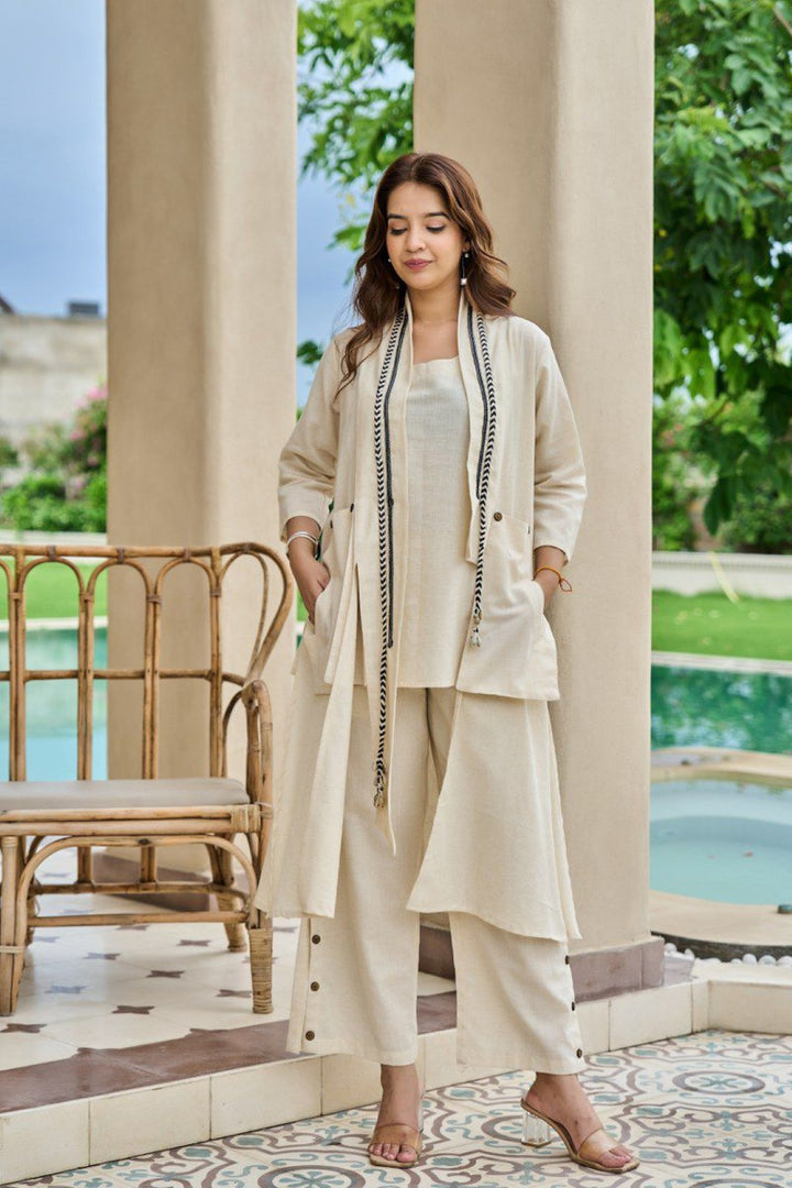 Akira Cream cotton jacket co-ord set