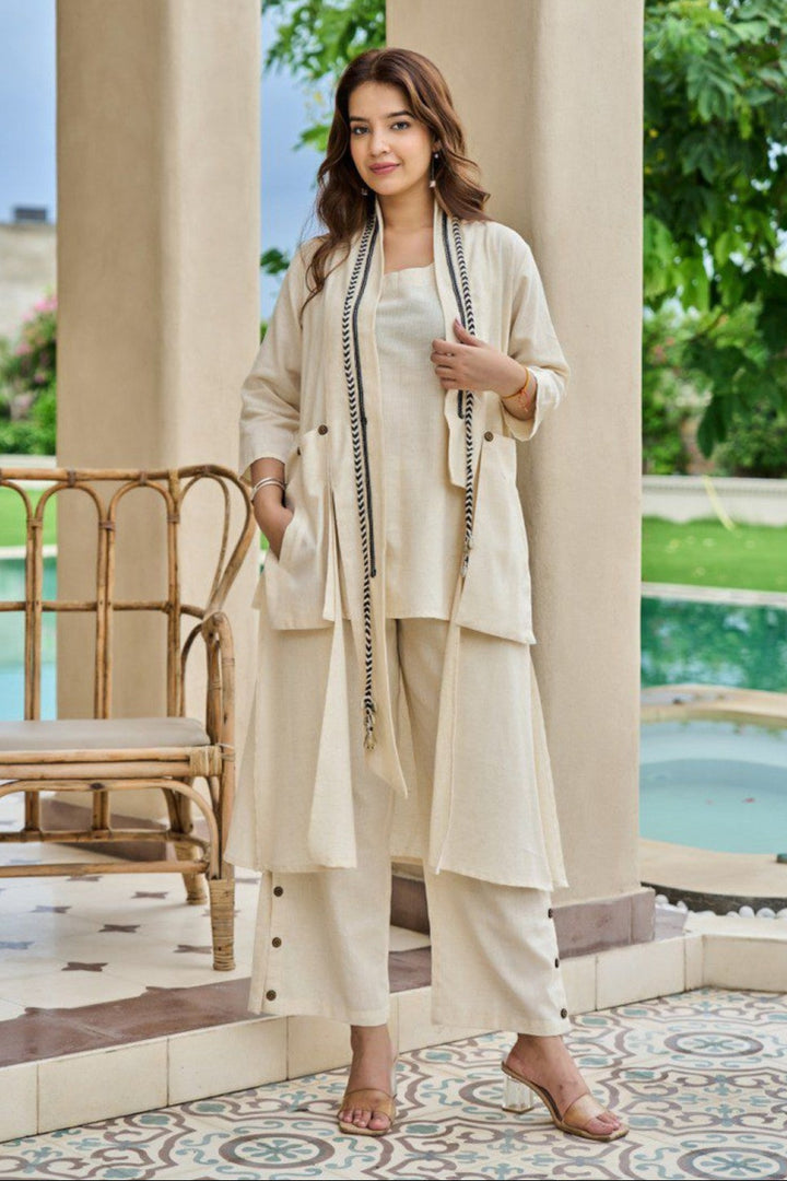 Akira Cream cotton jacket co-ord set