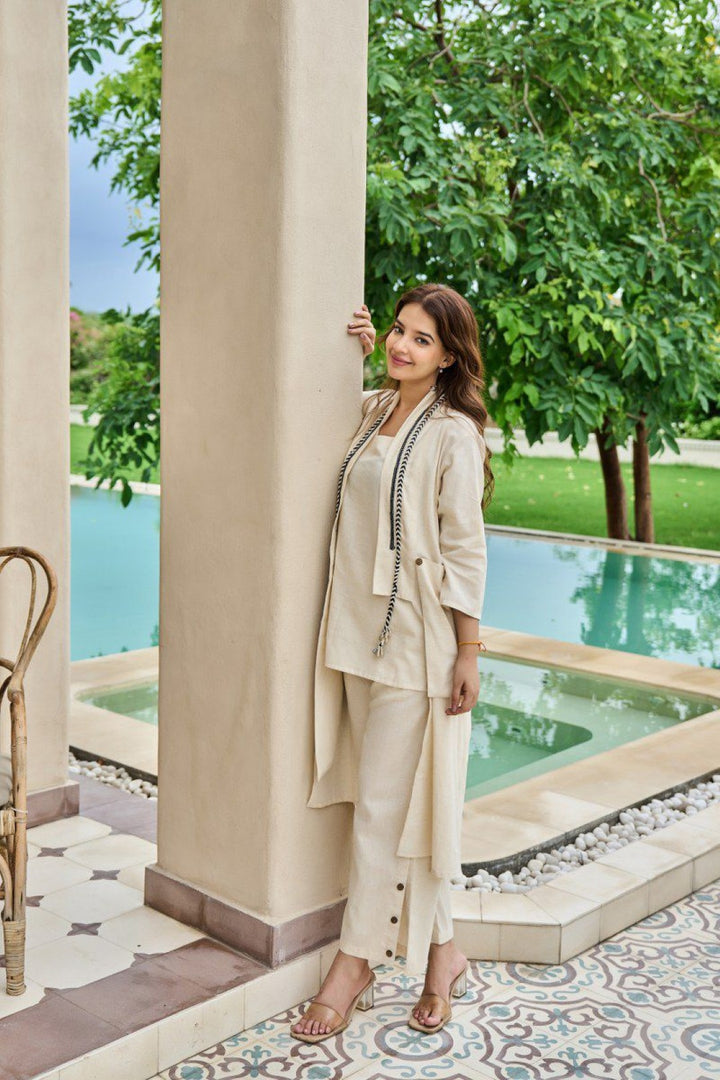 Akira Cream cotton jacket co-ord set