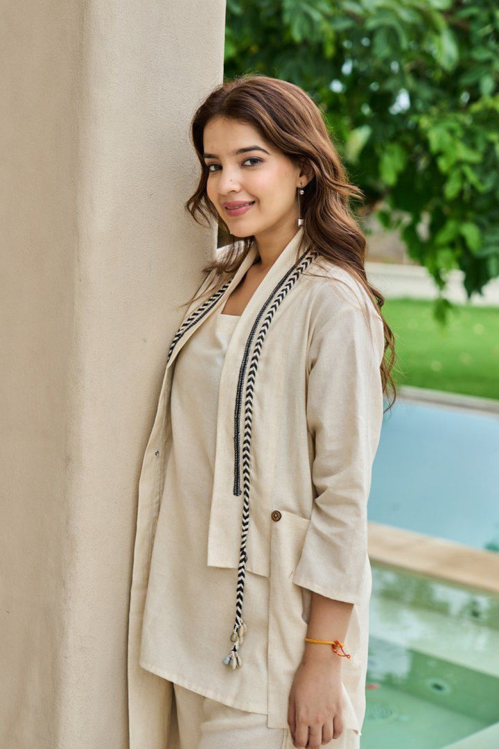 Akira Cream cotton jacket co-ord set