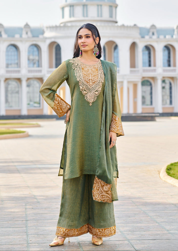 Mihika Olive Full Work Premium Suit set