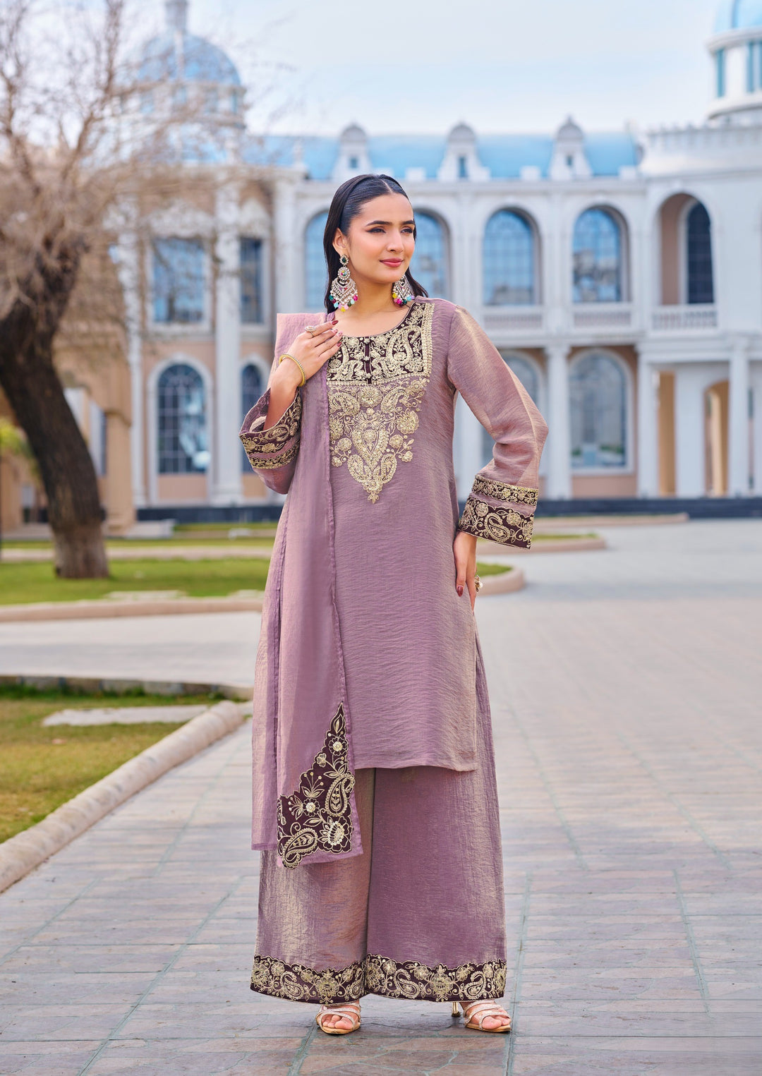 Mihika Lavender Full Work Premium Suit set