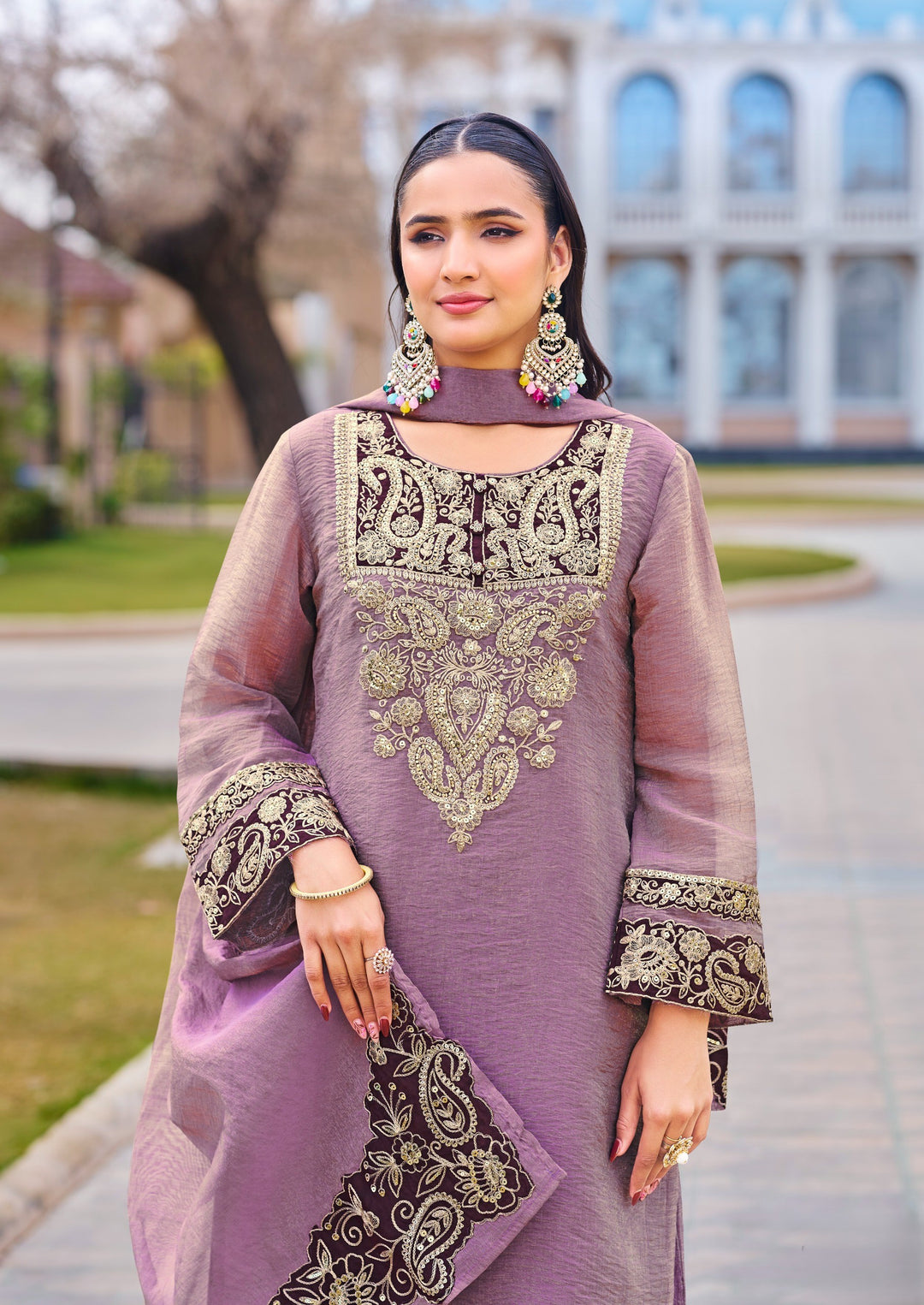 Mihika Lavender Full Work Premium Suit set