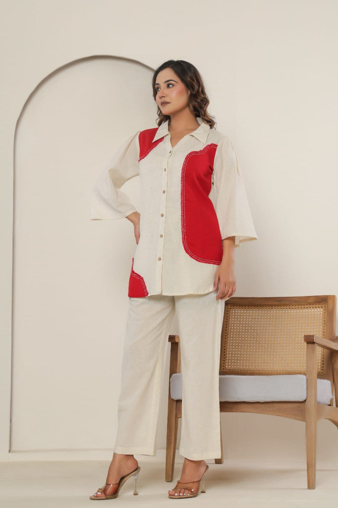 Puran crimson Cotton co-ord set